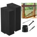 32"-100Pack Aluminum Deck Balusters Hollow Round Deck Railing Spindles Matte Coated Black V6218