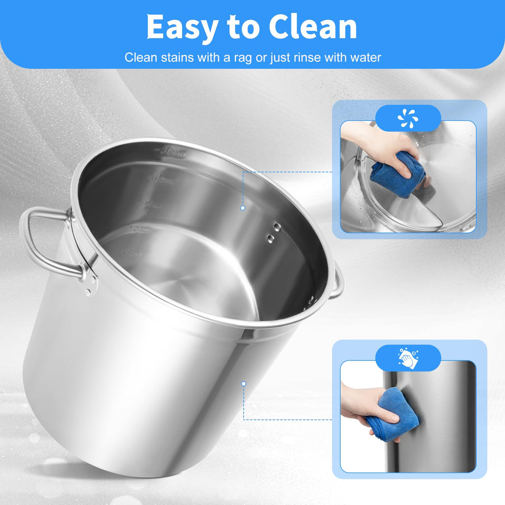 35L Stainless Steel Stockpot with Lid and 2 Handles P644