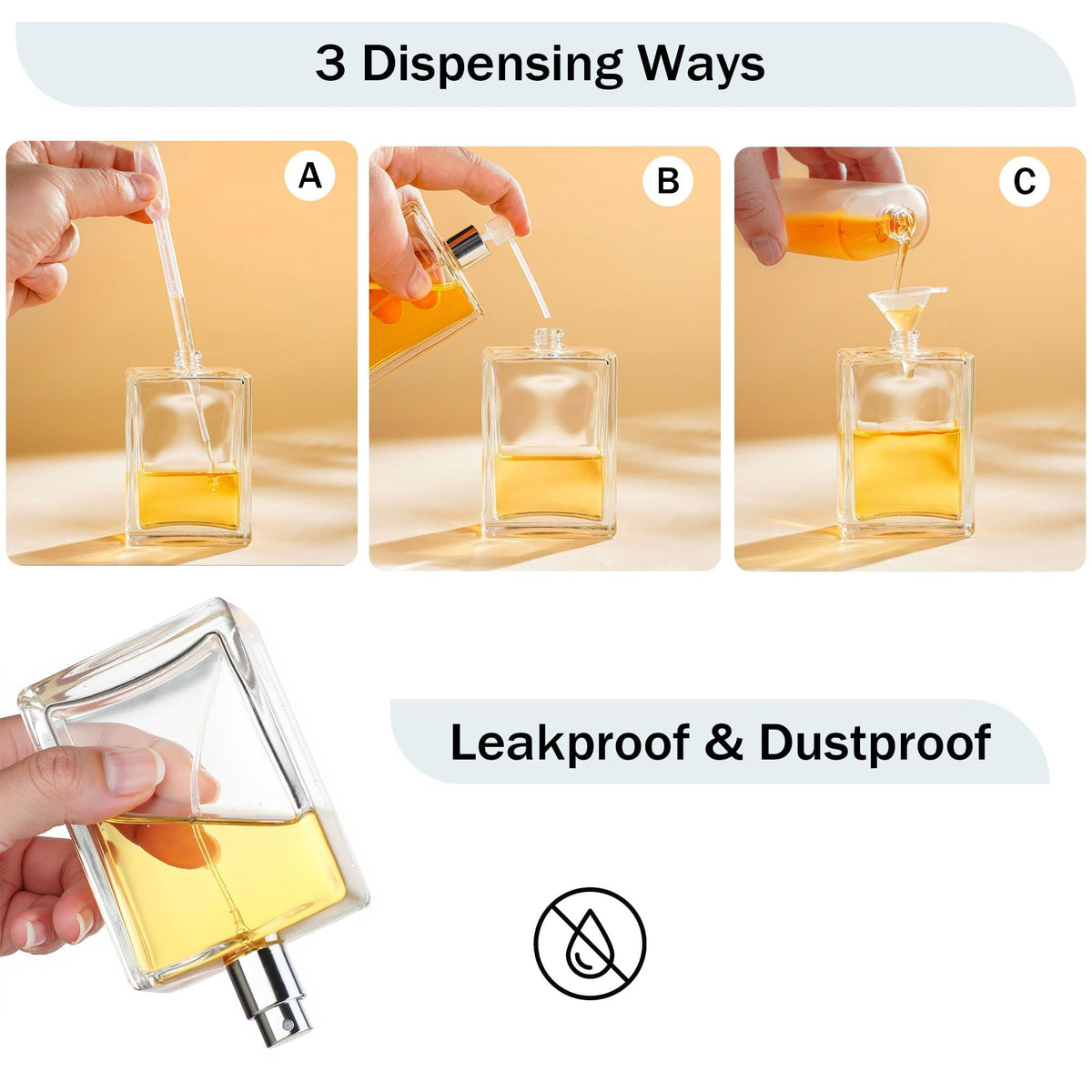 2 Pack 100ml Refillable Glass Spray Bottles W882