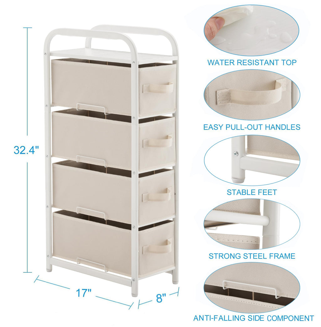 4 Drawer Narrow Fabric Dresser A3109