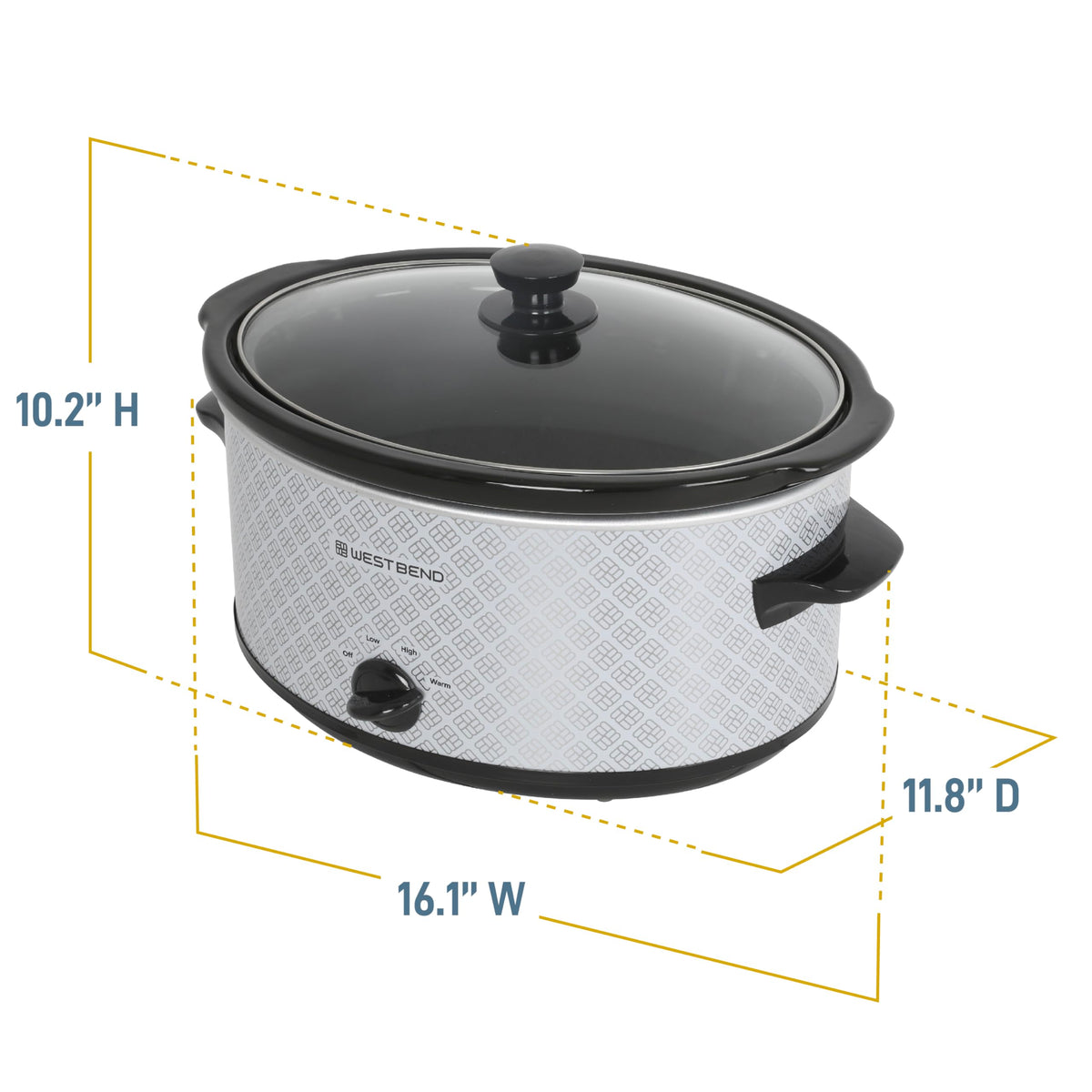 6-Quart Slow Cooker with Ceramic Crockpot and Glass Lid F90948