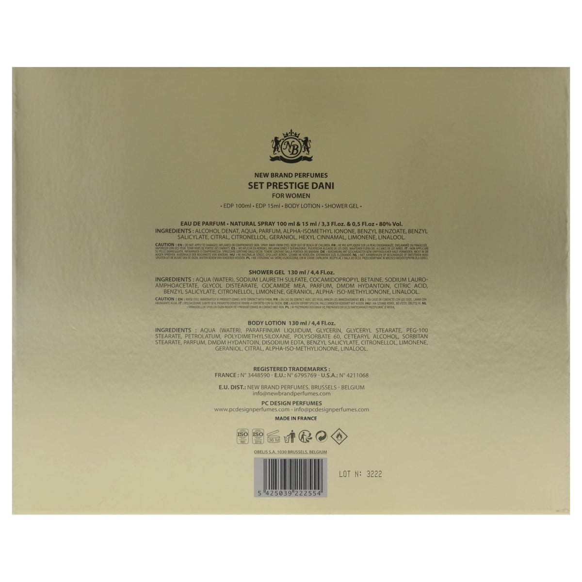 4 Pc Gift Set 3.3oz EDP Spray, 0.5oz EDP Spray, 4.4oz Shower Gel, 4.4oz Body Lotion B567