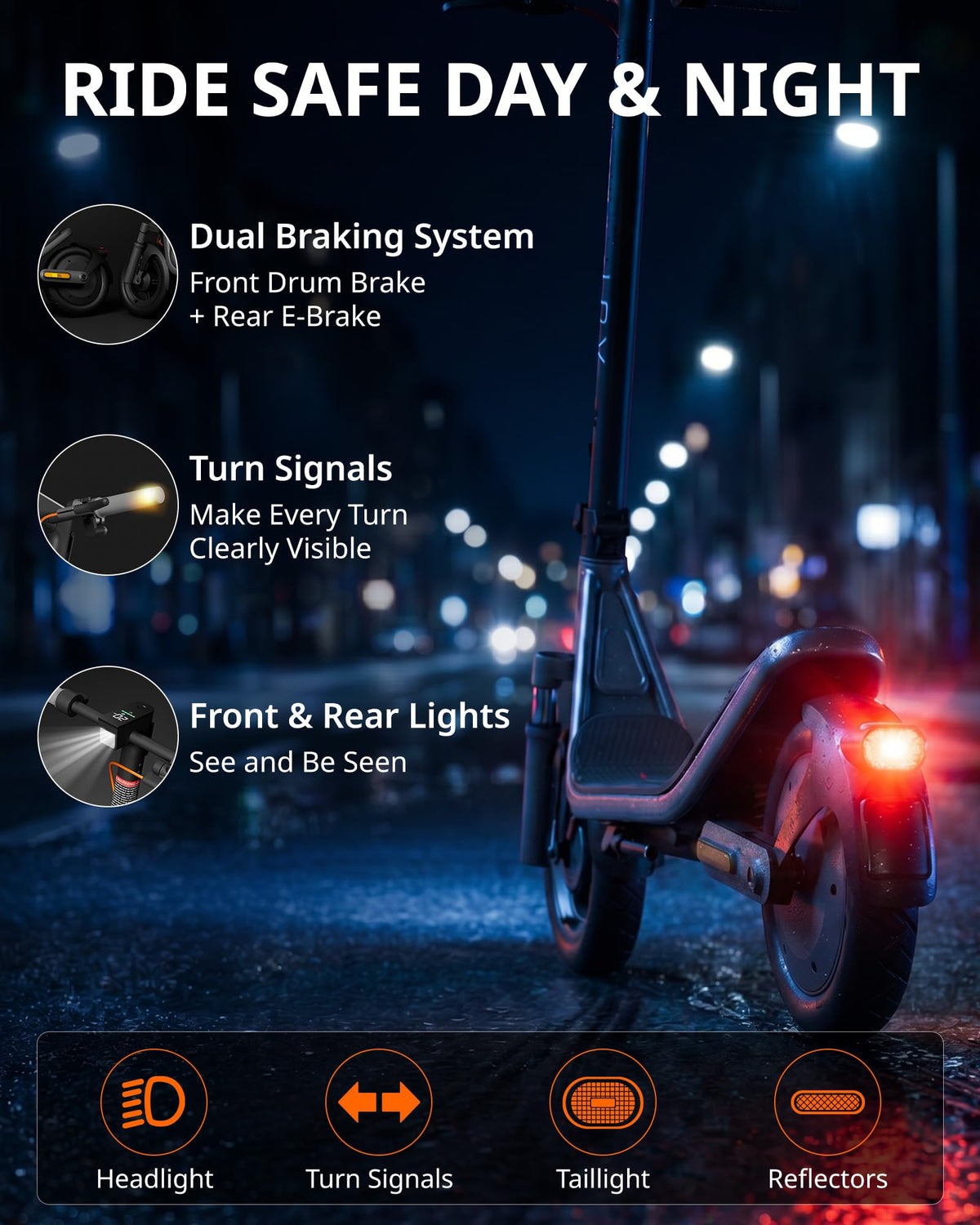 Electric Scooter for Adults, 20 MPH, 750W Peak Motor, 12" Tubeless Tires, Foldable C46573