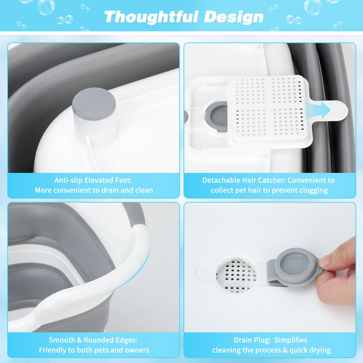 27L Raised Collapsible Dog Bathtub with Drain Q2624