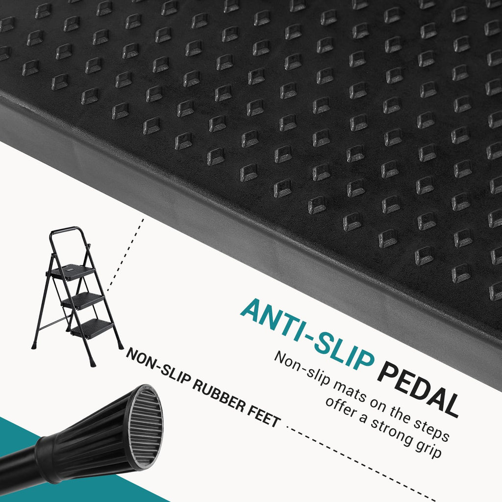 3 Step Foldable Step Stool with Anti-Slip Pedal R976