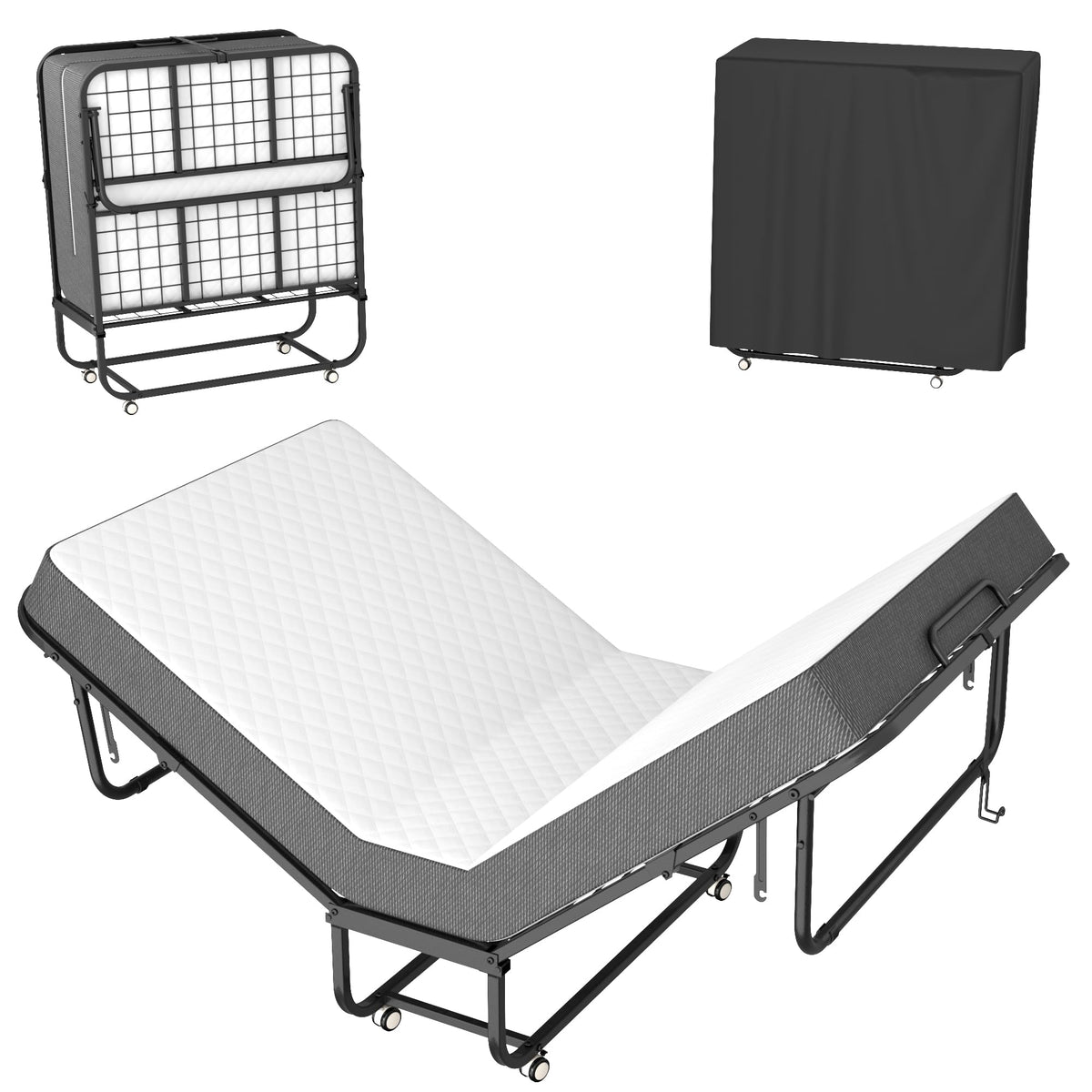 Folding Bed with Mattress 75" x 38" Memory Foam E5256
