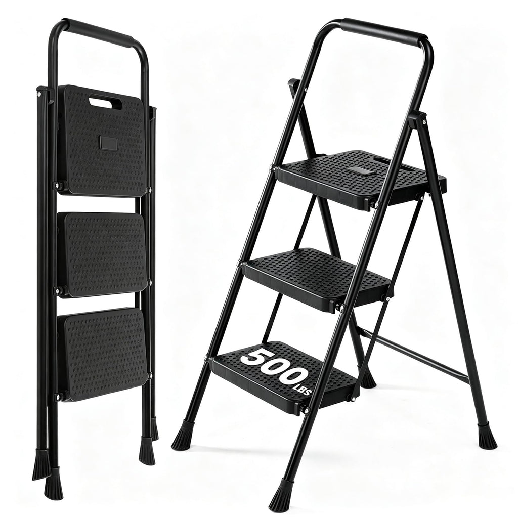3 Step Foldable Step Stool with Anti-Slip Pedal R976
