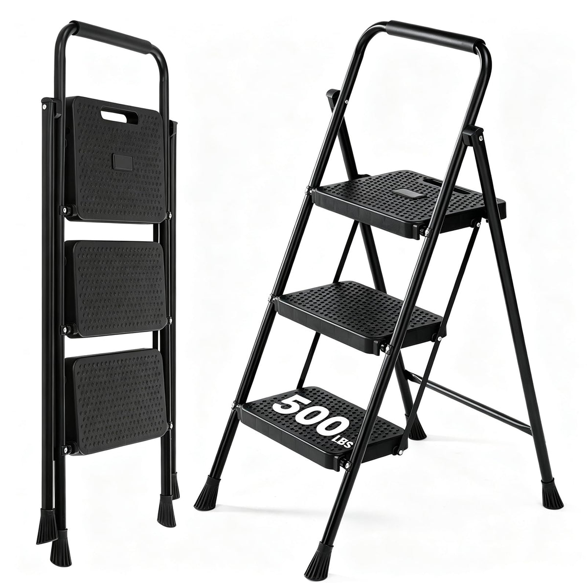 3 Step Foldable Step Stool with Anti-Slip Pedal R976