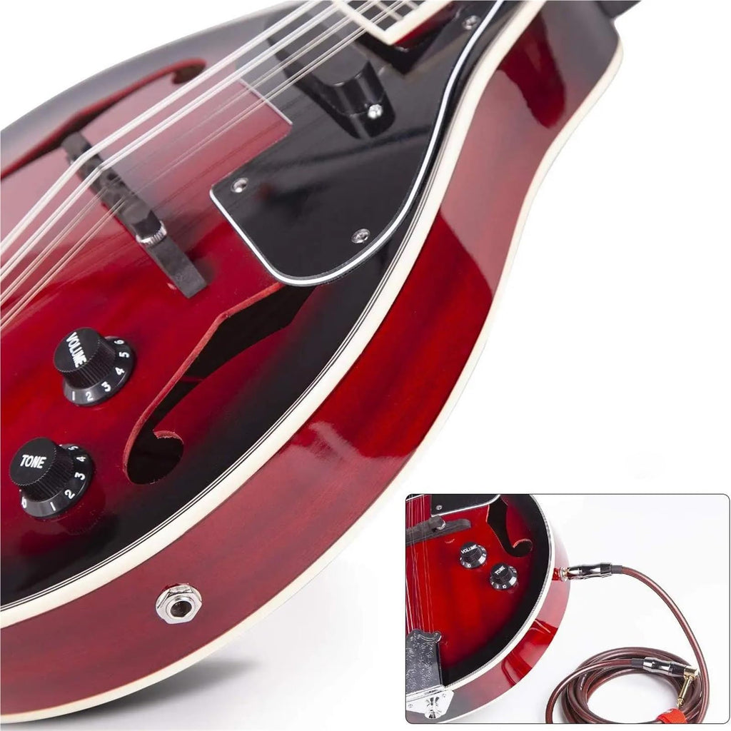 Acoustic Electric Mandolin Instrument Vintage Red Sunburst Mahogany Wood S119519