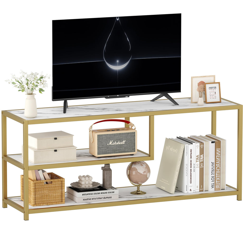 TV Stand for TVs up to 55 Inch, 3 Tier Media Console with Open Storage Shelves E54656