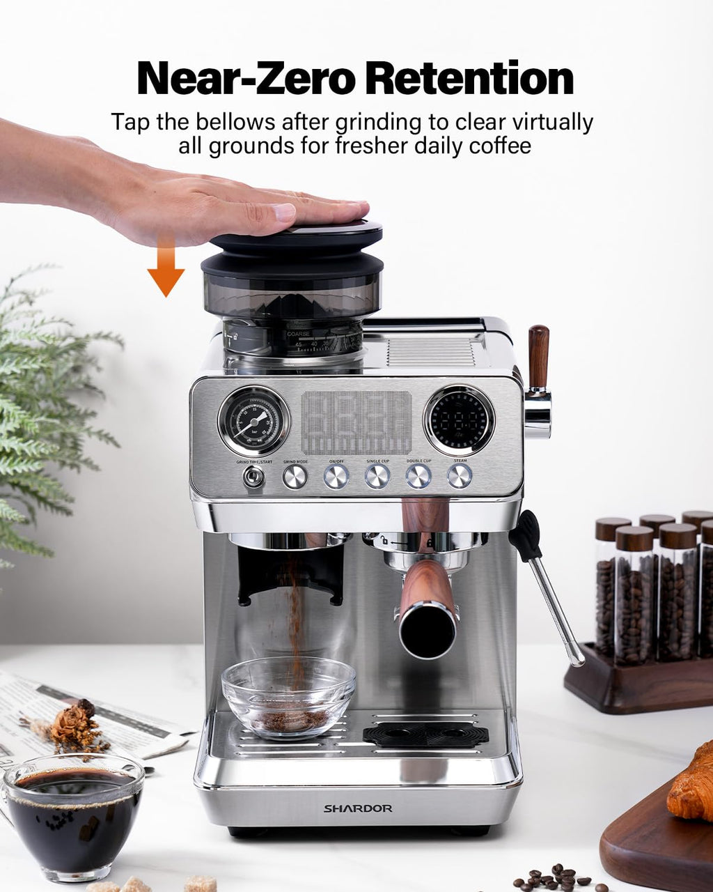 20 Bar Espresso Machine with Built-In Grinder H589