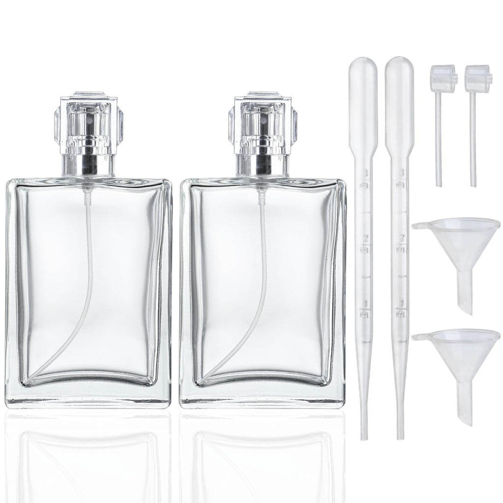 2 Pack 100ml Refillable Glass Spray Bottles W882