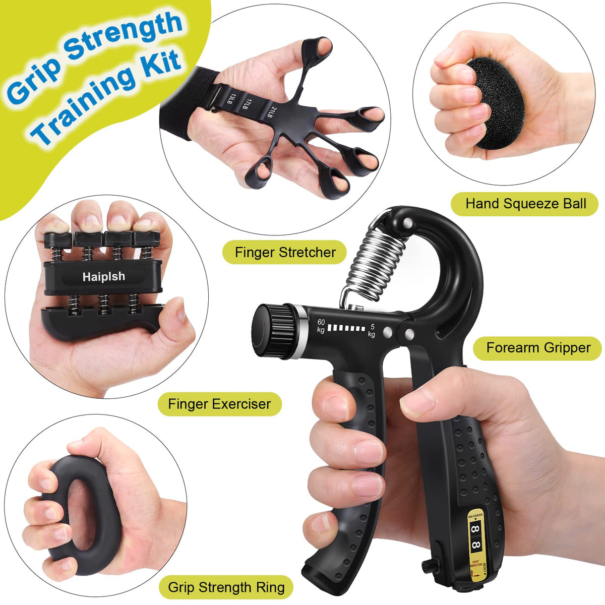 5 Pack Silicone Hand Grip Strengthener Kit N7109