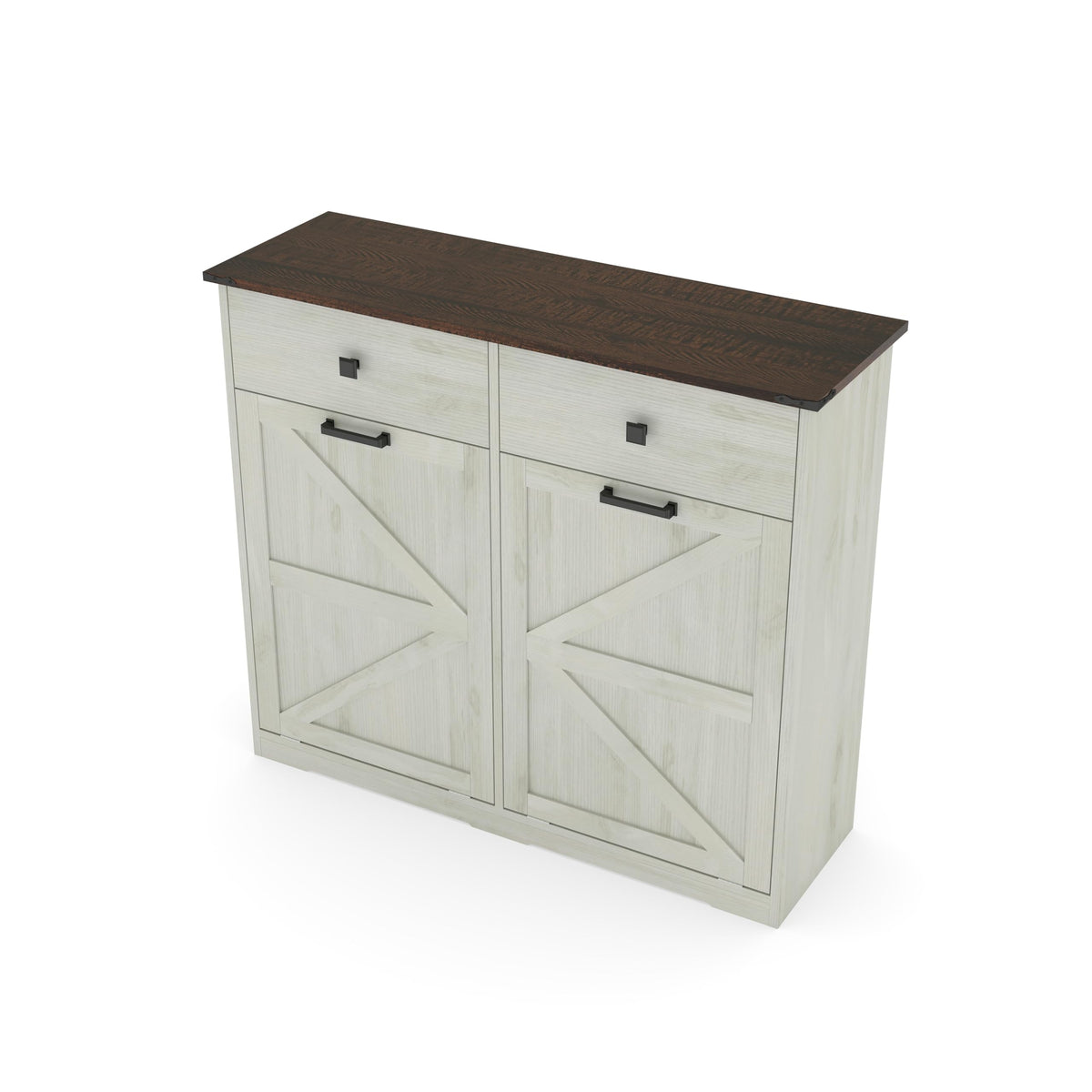 Antique White Laundry Hamper Cabinet with 2 Drawers C655793