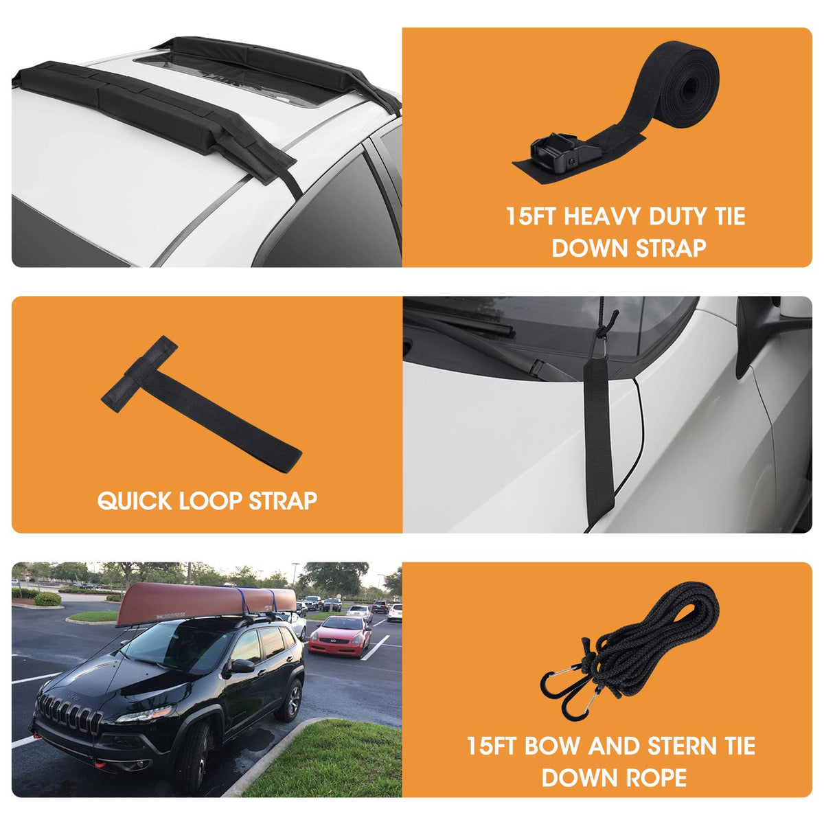 Soft Roof Rack Pads with Tie-Down Straps and Storage Bag W635654
