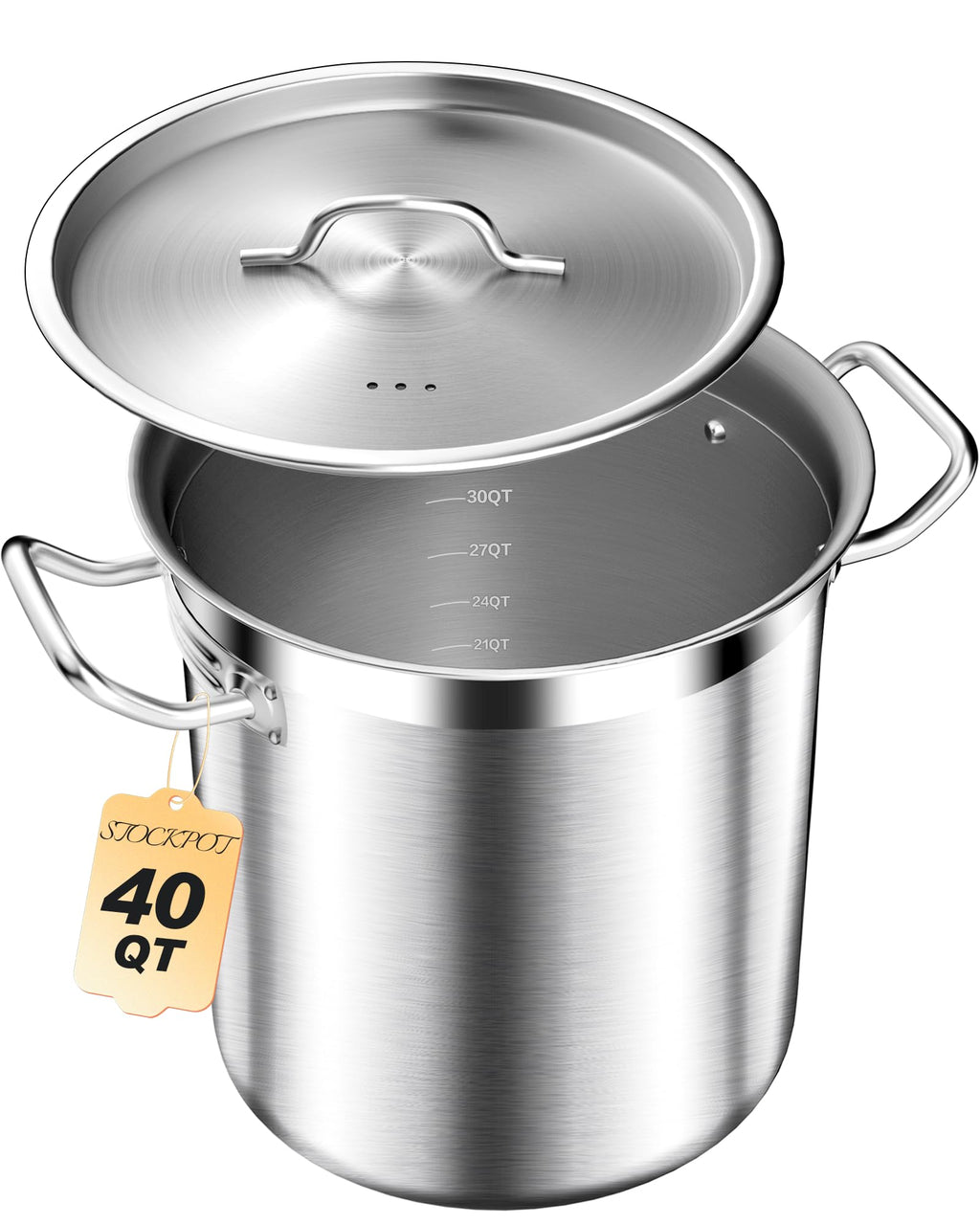 Large Stainless Steel Stockpot with Lid 40 Quart I23870