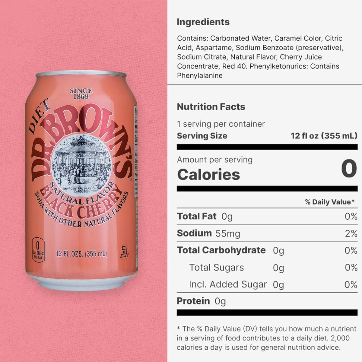 Black Cherry Diet Soda 12 Fl Oz (Pack of 4) Q307