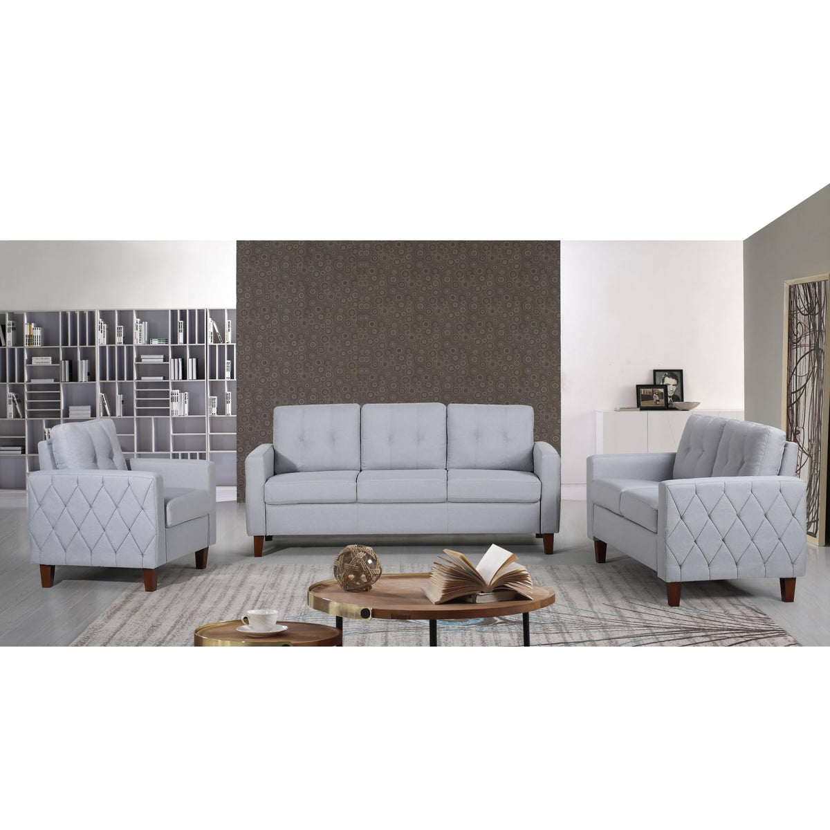 Light Gray Tufted Upholstered Loveseat S5497