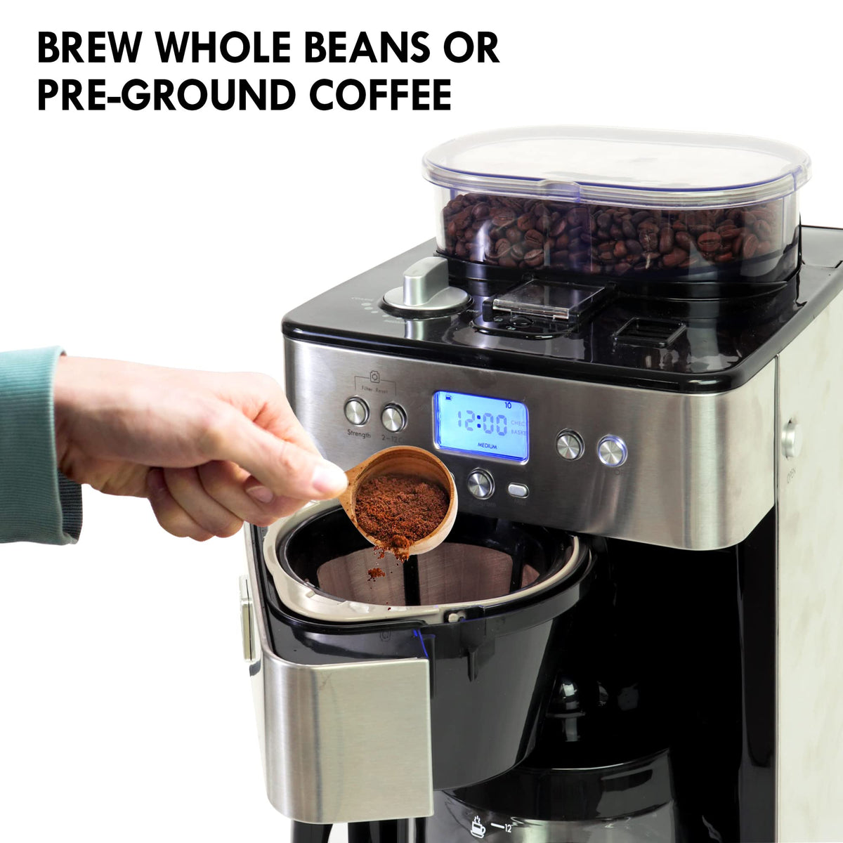 Grind and Brew 12 Cup Programmable Coffee Maker with Burr Grinder M4716