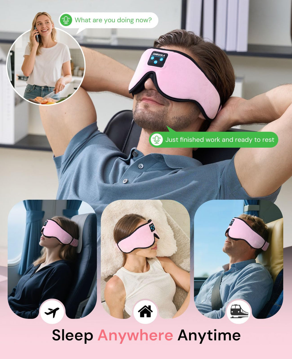 Bluetooth Sleep Mask with Wireless Headphones Y248298