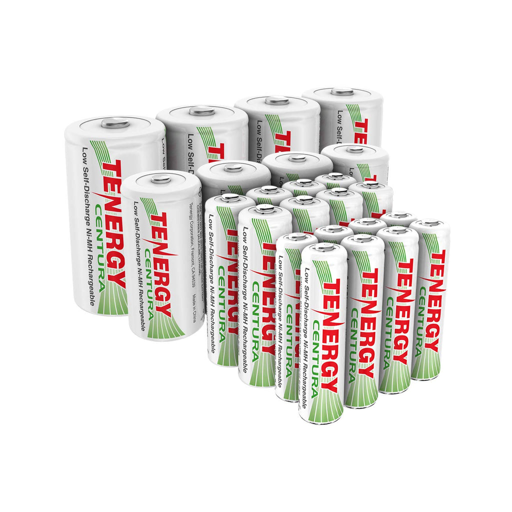 Rechargeable NiMH Battery Assortment Pack, AA AAA C D, 24 Pack S63179