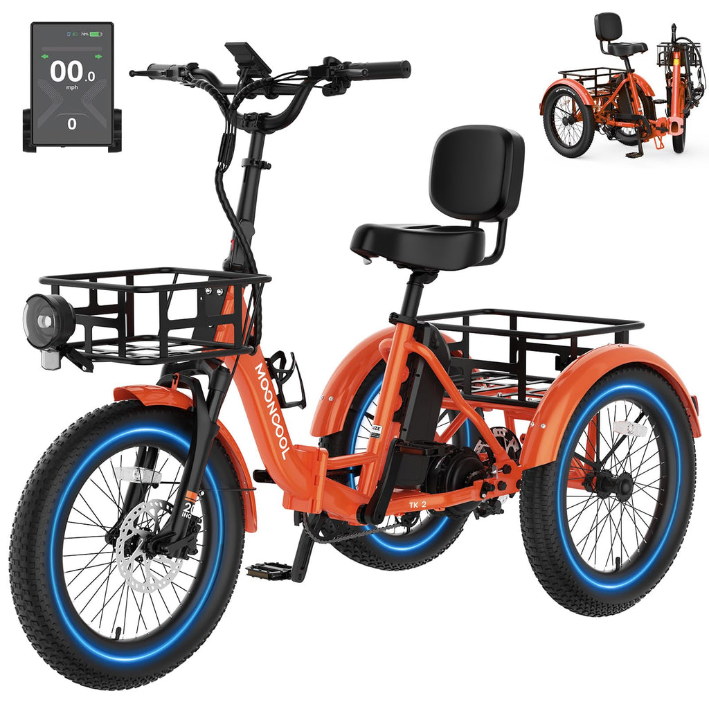 Electric Trike for Adults, 500W 20" Fat Tire Folding Tricycle R7652