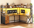 L Shaped Computer Desk with Hutch L641