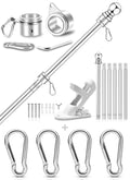 Silver 7 FT Metal Flagpole Kit and 304 Stainless Steel Flagpole Clips S59405