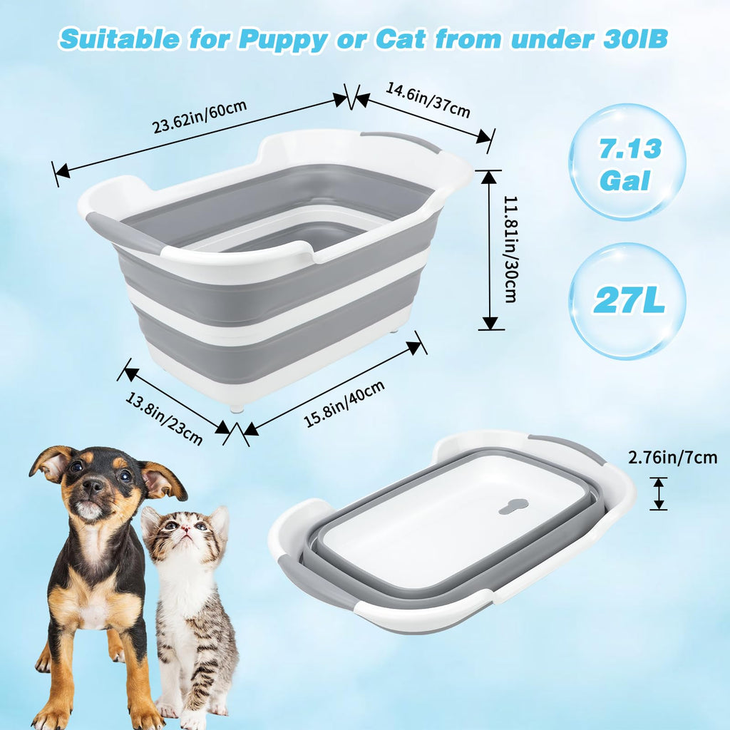 27L Raised Collapsible Dog Bathtub with Drain Q2624