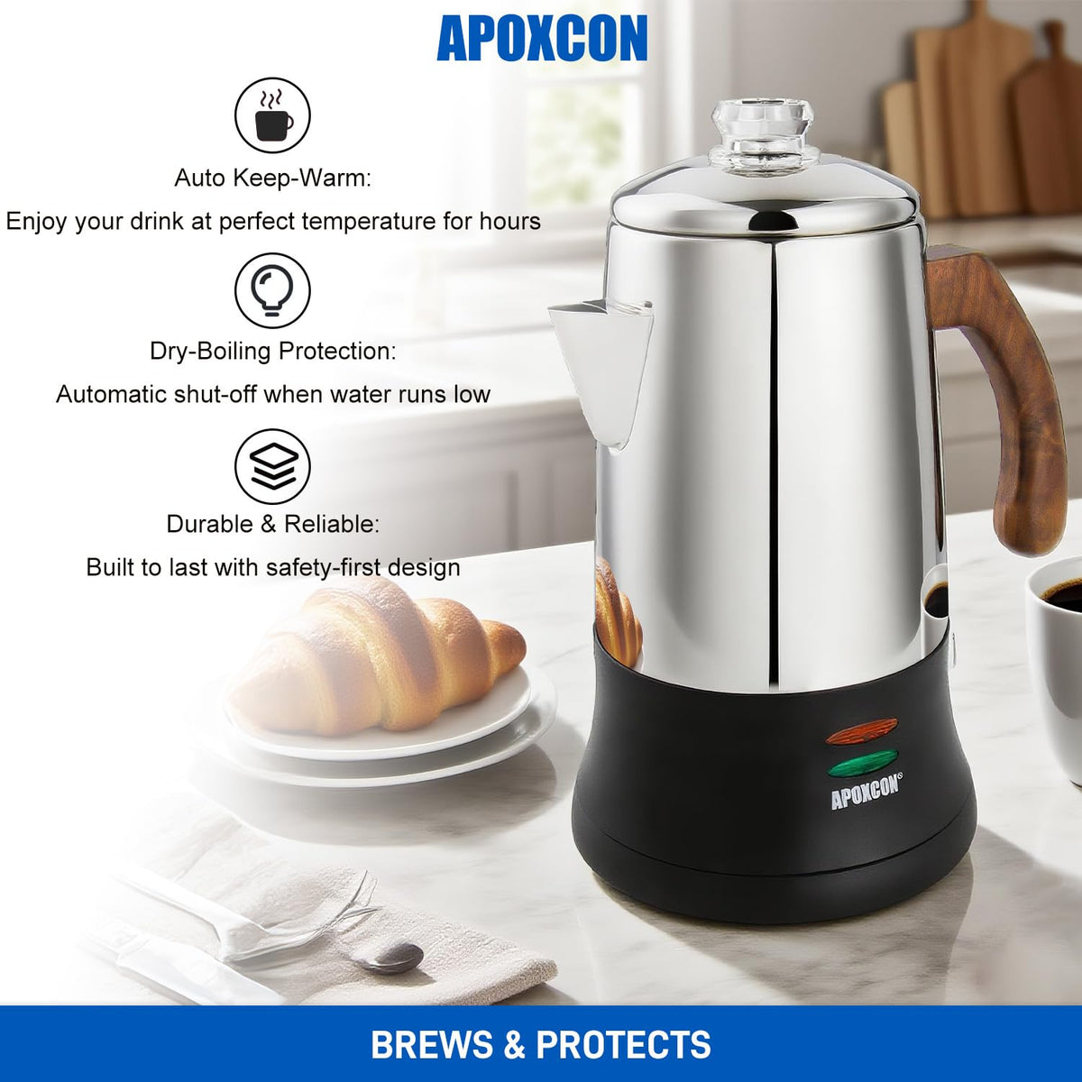 6 Cup Stainless Steel Electric Coffee Percolator L730905