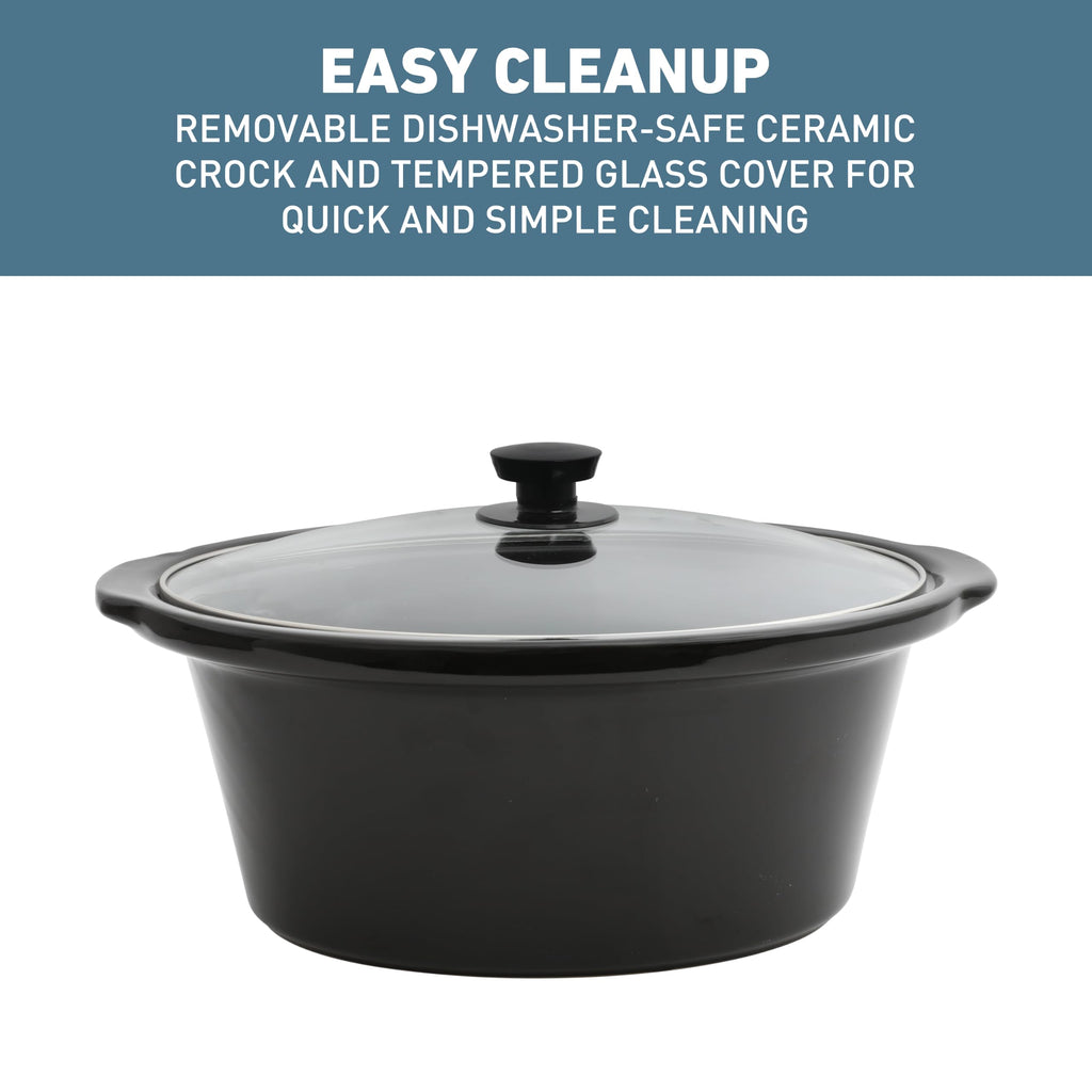 6-Quart Slow Cooker with Ceramic Crockpot and Glass Lid F90948
