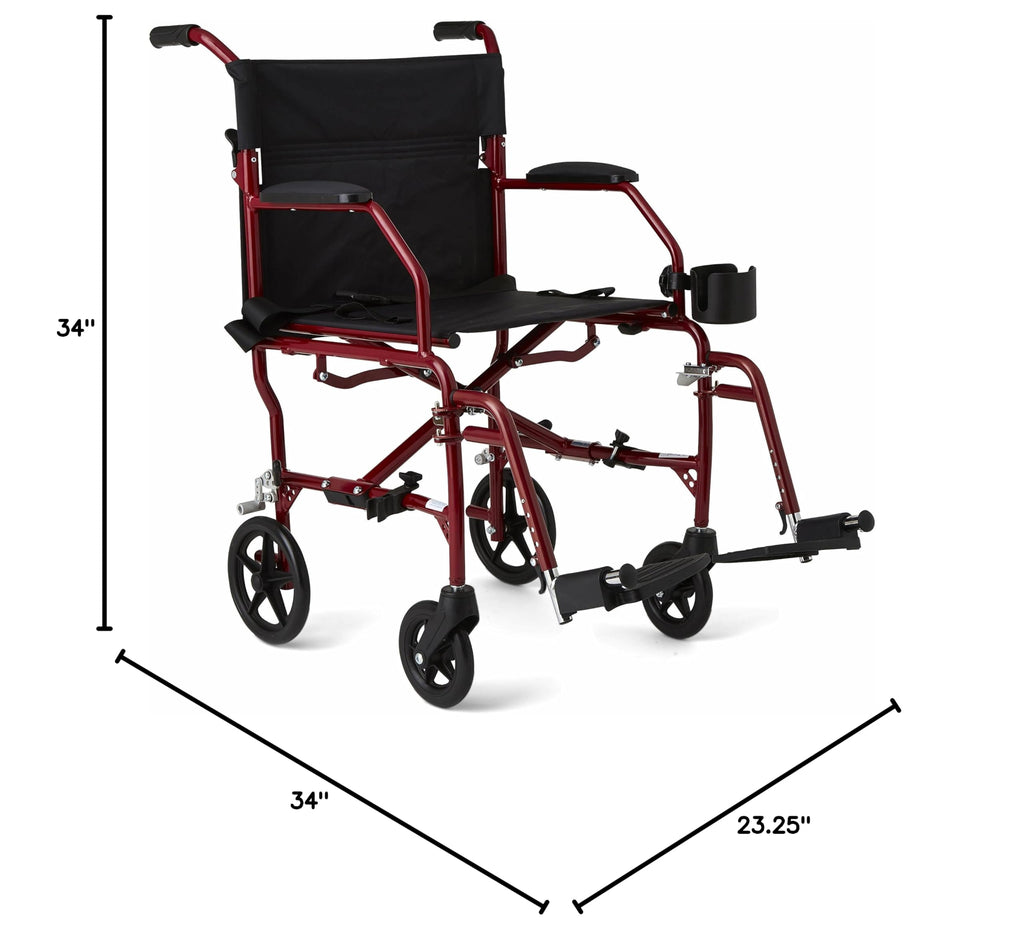 Ultra Lightweight Foldable Transport Wheelchair 19-Inch Seat Y48340