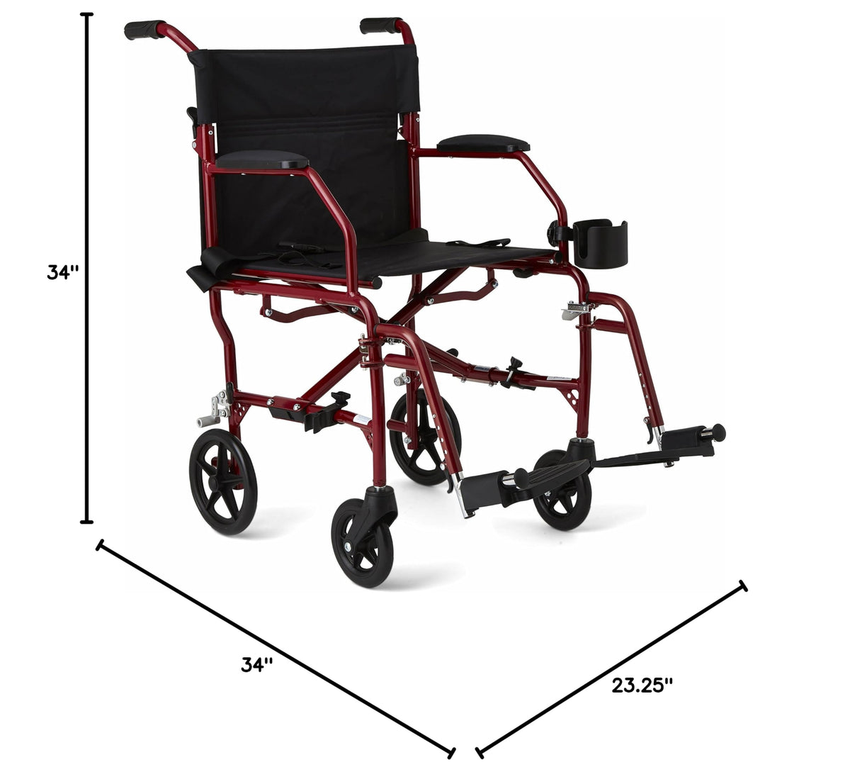 Ultra Lightweight Foldable Transport Wheelchair 19-Inch Seat Y48340