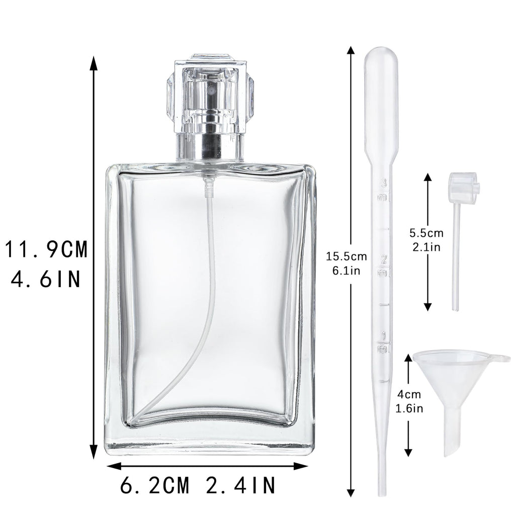 2 Pack 100ml Refillable Glass Spray Bottles W882