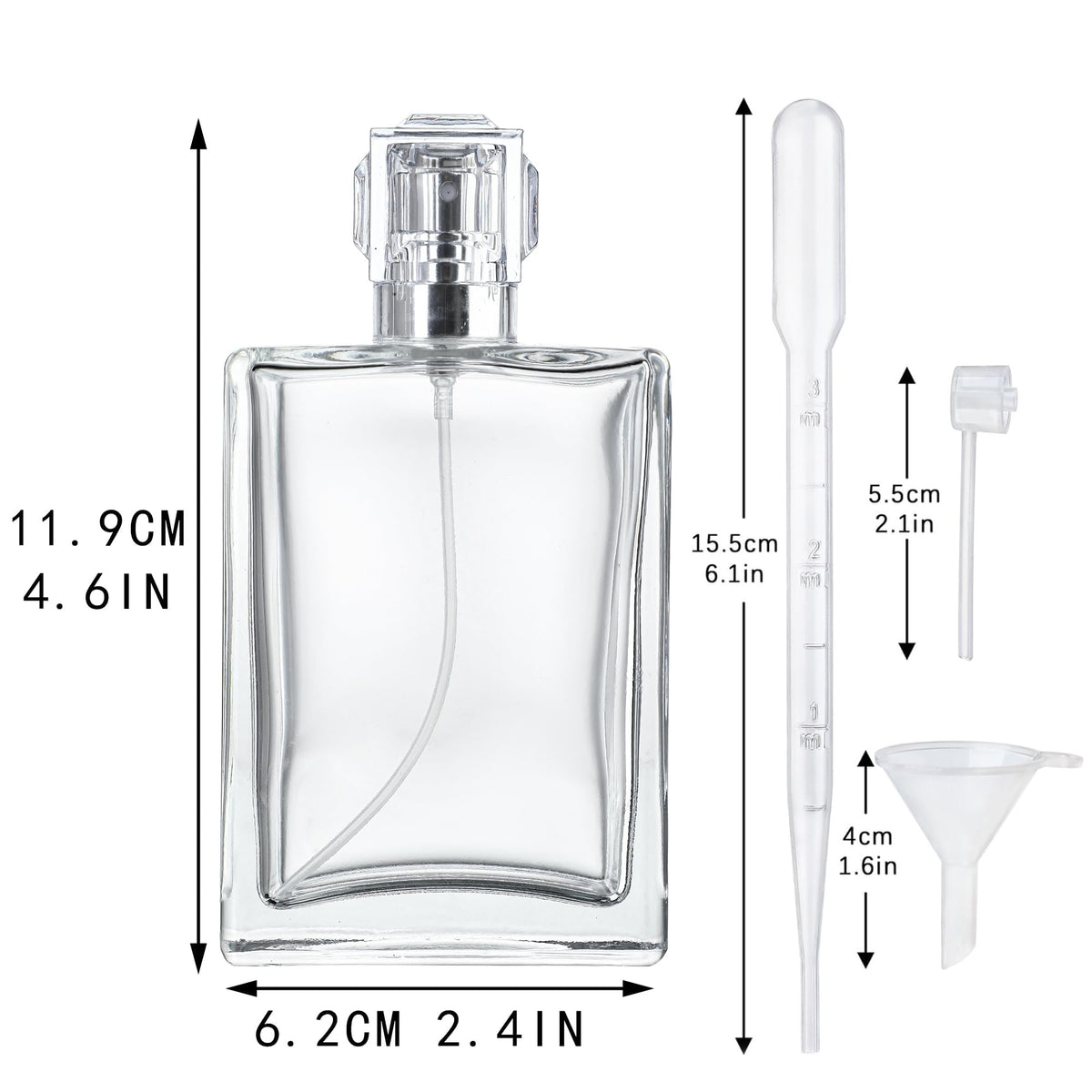 2 Pack 100ml Refillable Glass Spray Bottles W882