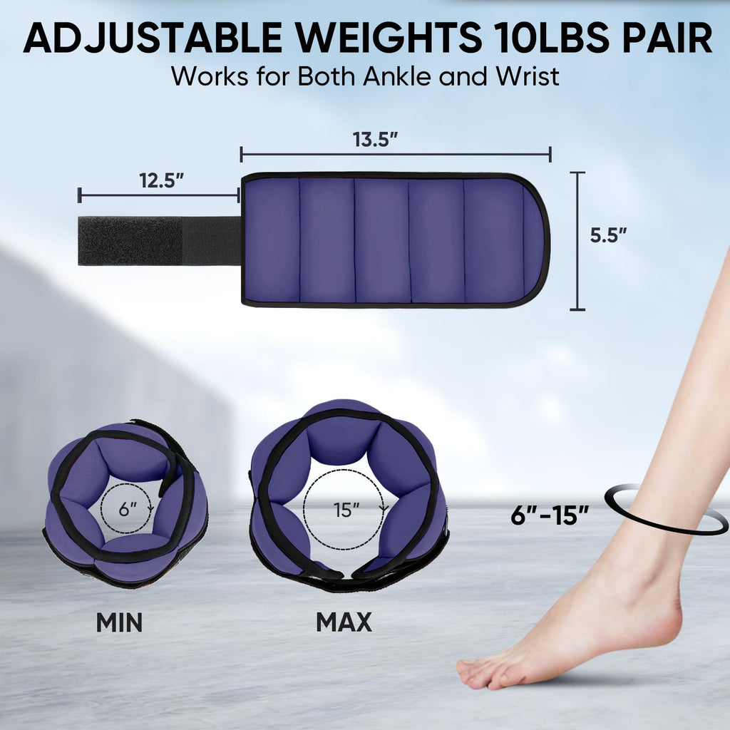10lbs/Pair Adjustable Ankle Weights & 5lbs Weighted Vest T101274