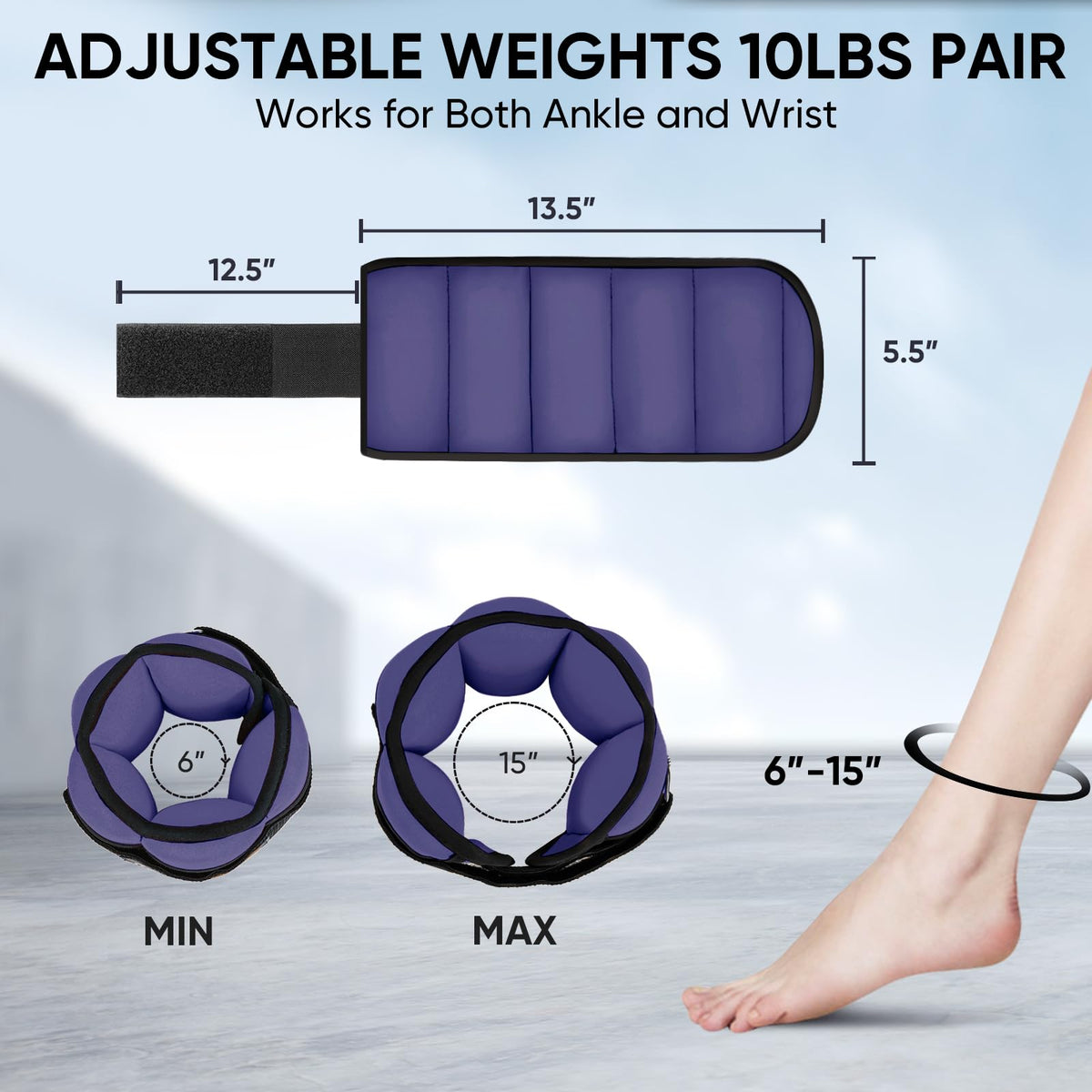 10lbs/Pair Adjustable Ankle Weights & 5lbs Weighted Vest T101274