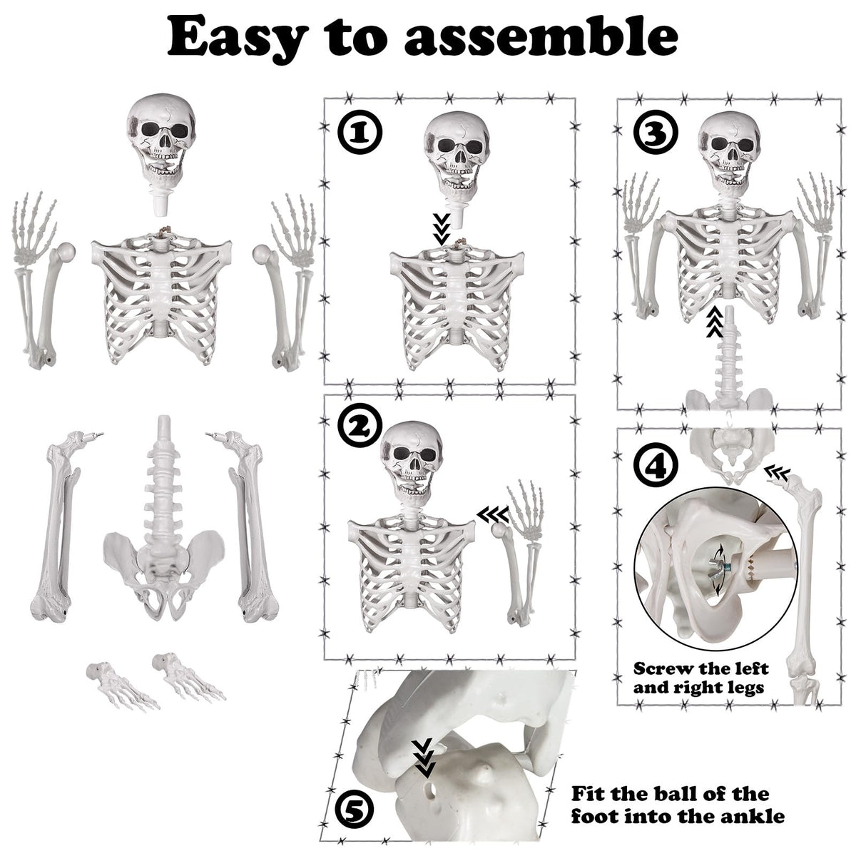 5.4ft Posable Life Size Skeleton with Movable Joints N35721