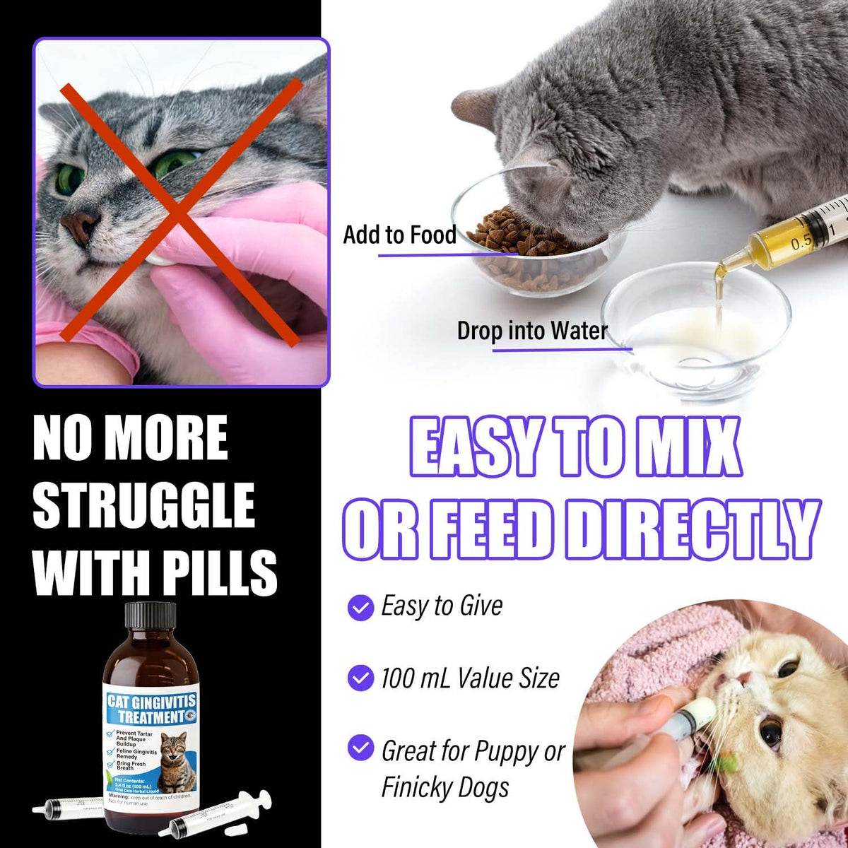 Cat Gingivitis Treatment Liquid 100ml Dental Care U1737