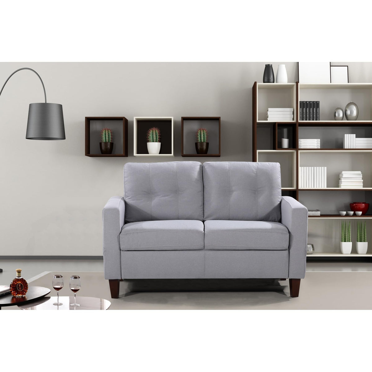 Light Gray Tufted Upholstered Loveseat S5497