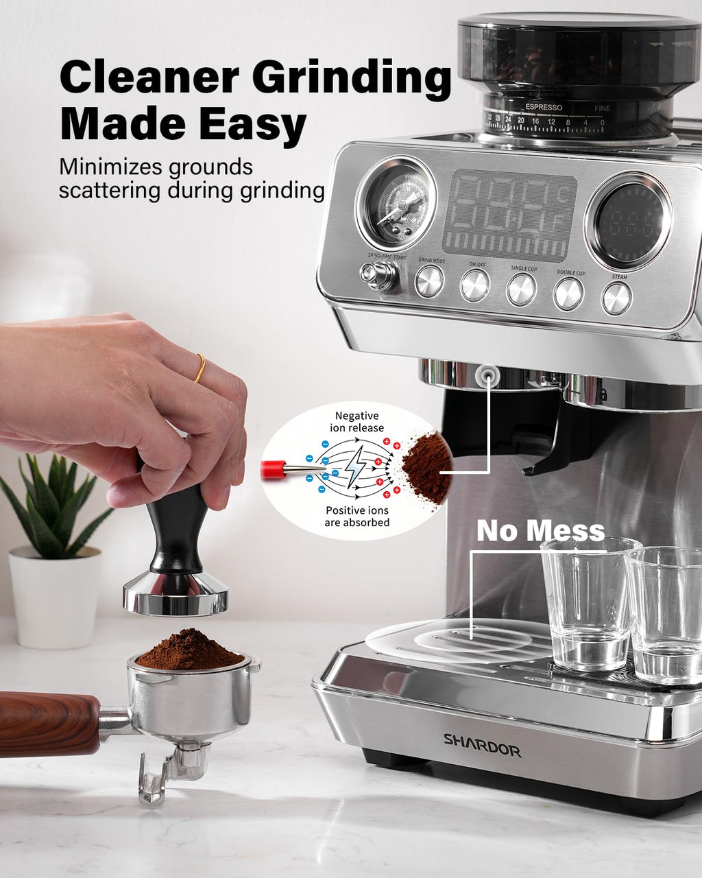 20 Bar Espresso Machine with Built-In Grinder H589