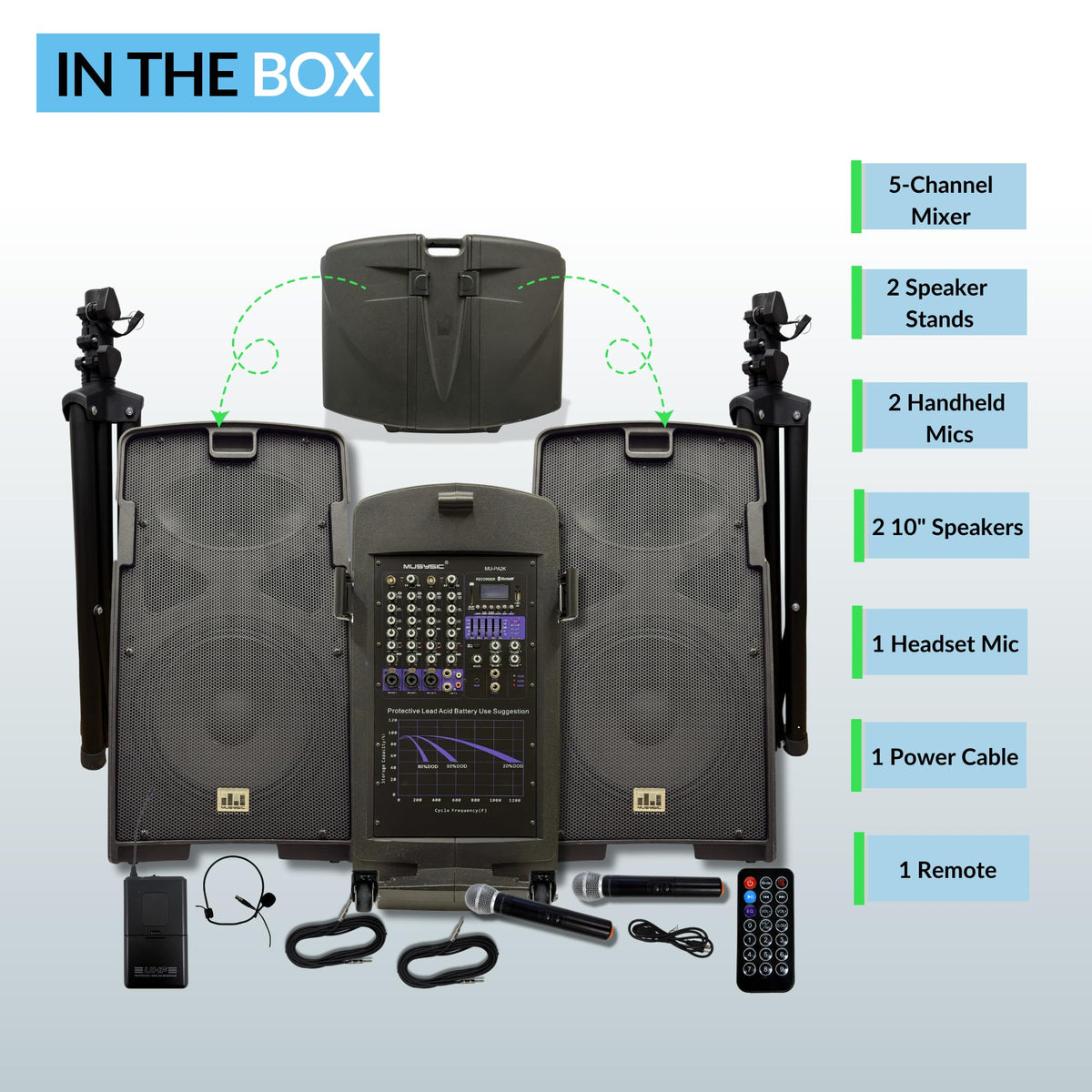 2000W PA Speaker System with Wireless Microphone E67679