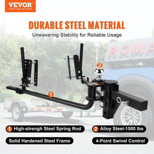 1500 lbs Capacity Weight Distribution Hitch with 2-Inch Steel Shank T9769