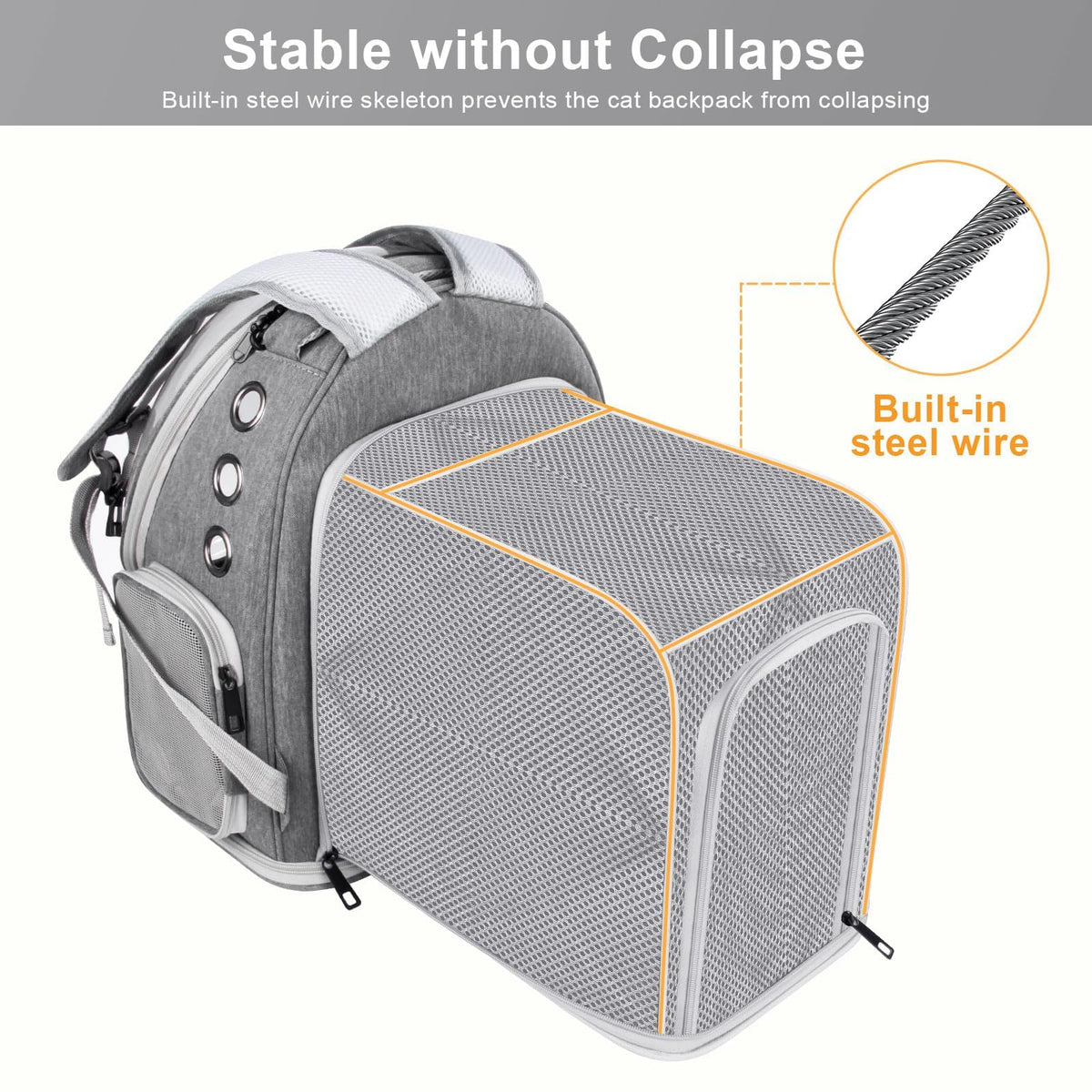 Breathable Cat Bubble Backpack Large Space Pet Carrier Backpack Expandable for Kitty Dog, Foldable Airline Approved Cat Backpack, Transparent PetTravel Backpack Up to 20 lbs (Green) (Grey) K974