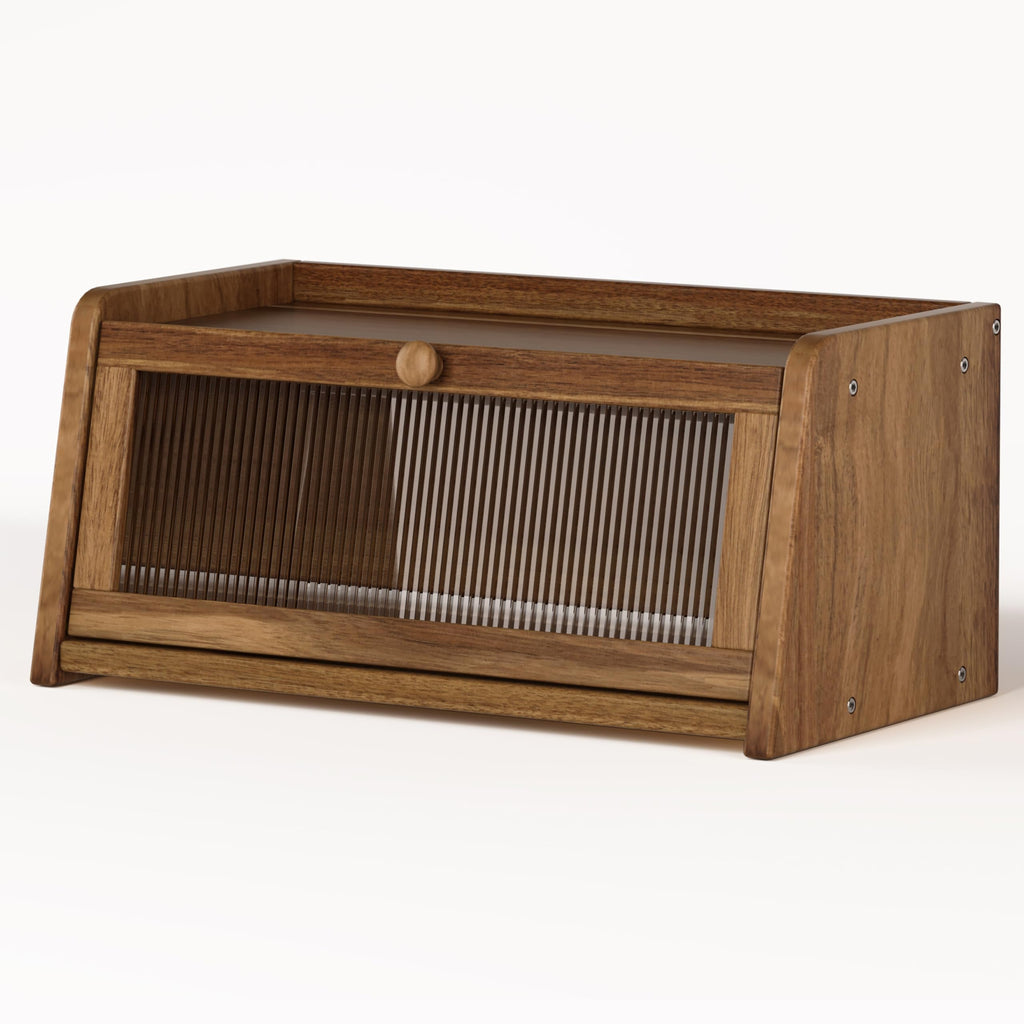 Acacia Wood Bread Box with Acrylic Window R412406