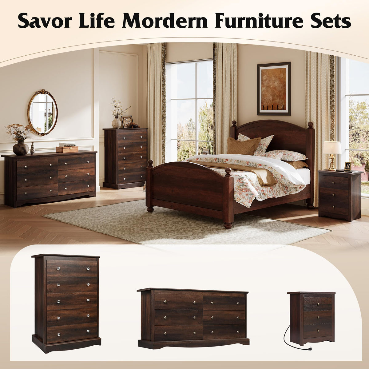 5 Drawer Rustic Brown Dresser C612585