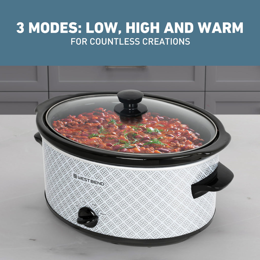 6-Quart Slow Cooker with Ceramic Crockpot and Glass Lid F90948