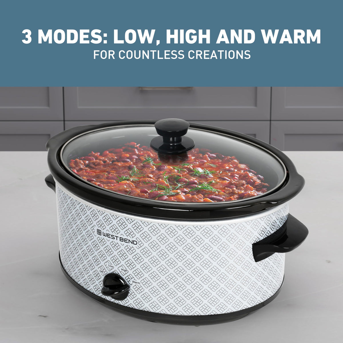 6-Quart Slow Cooker with Ceramic Crockpot and Glass Lid F90948