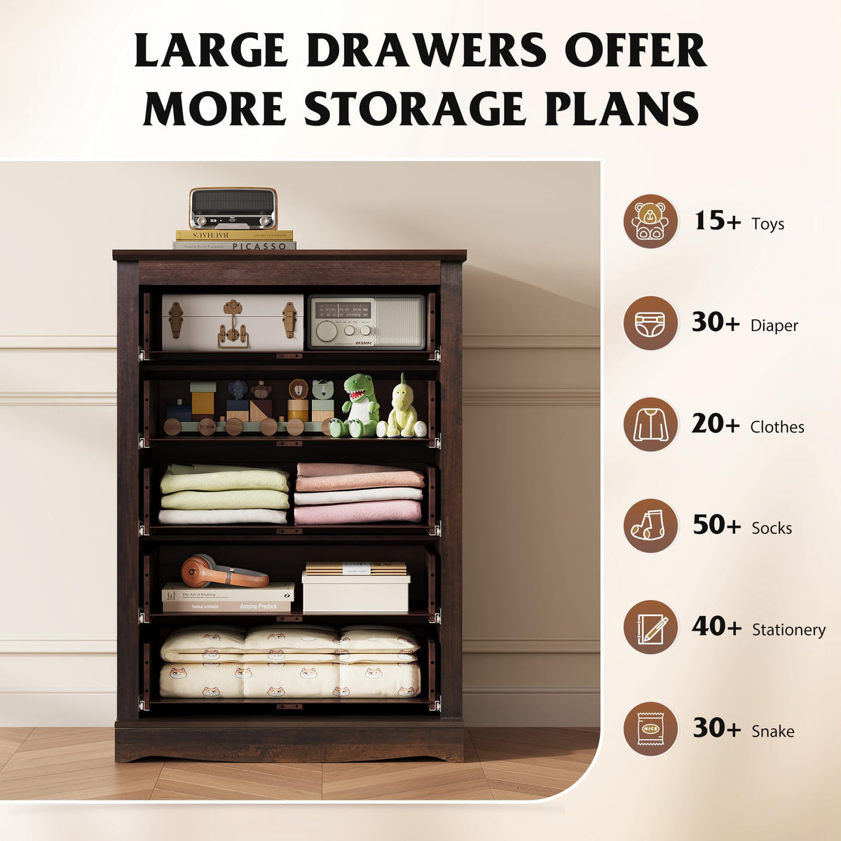 5 Drawer Rustic Brown Dresser C612585