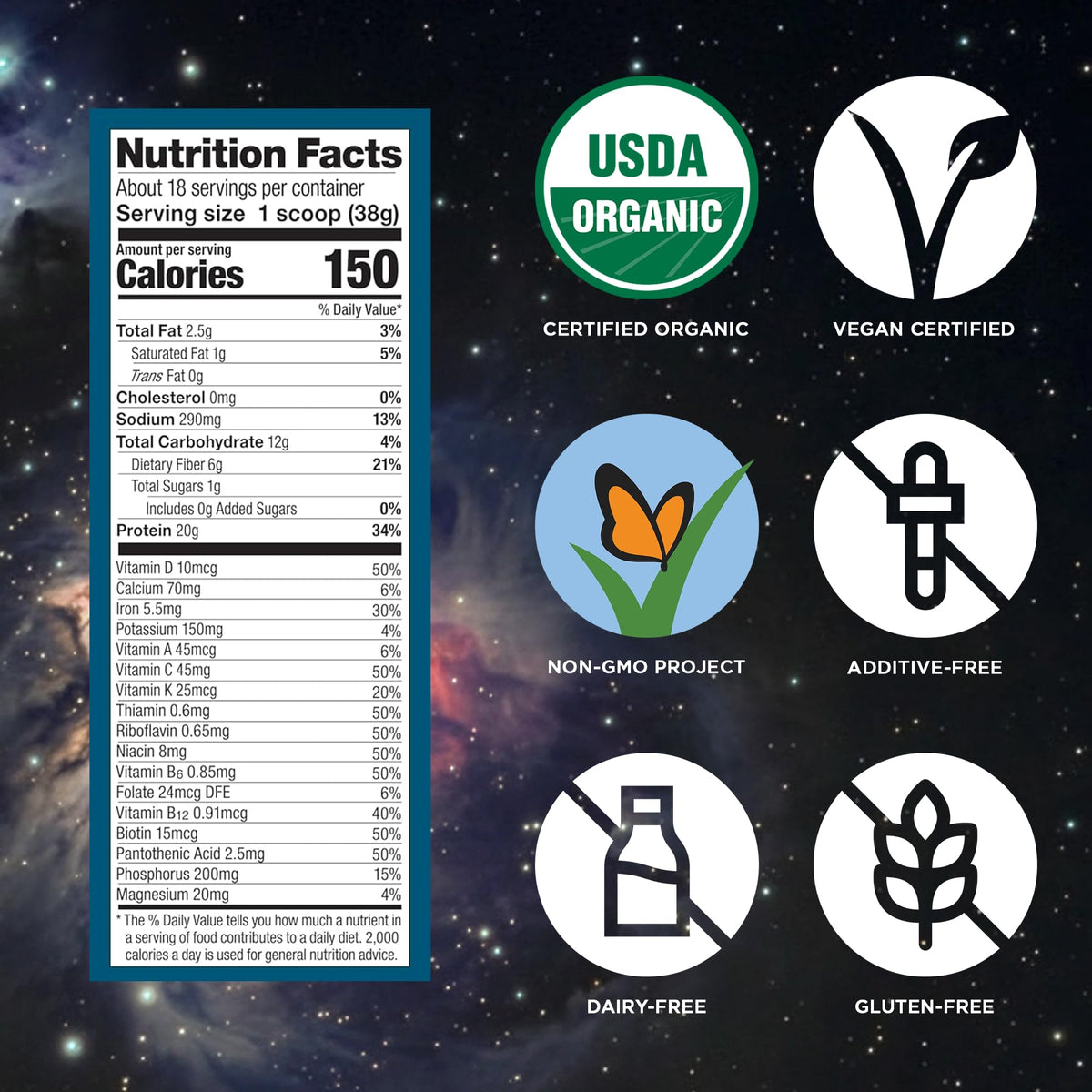 Organic Vegan Protein Powder French Vanilla 1.5 lbs Y4773